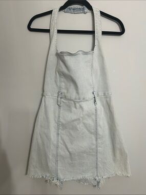 Show Me Your Mumu Duncan Halter Light Blue Denim Dress